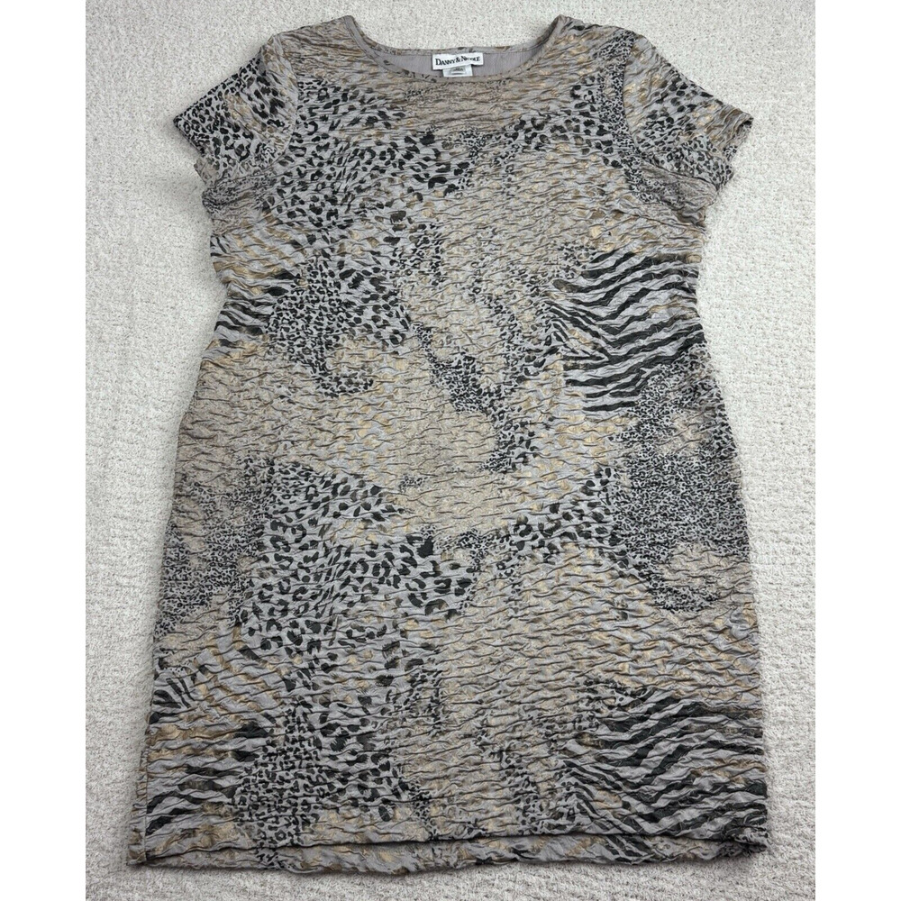 Danny & Nicole Womens Dress Sz XL Animal Print Stretch Brown Gold Party Casual
